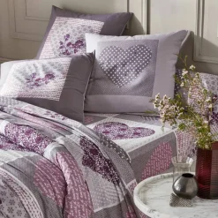 Linge de lit Lovely en coton imprimé coeurs