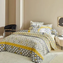 Linge de lit Marlow en coton motifs géométriques