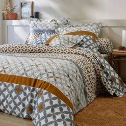 Linge de lit Marlow en coton motifs géométriques