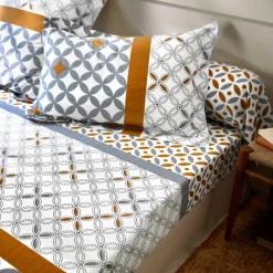 Linge de lit Marlow en coton motifs géométriques