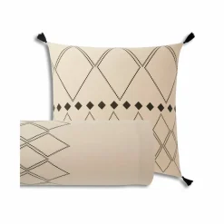 Linge de lit Massaï coton à motifs graphiques et finitions pompons