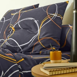 Linge de lit Noémie en polyester-coton imprimé cercles