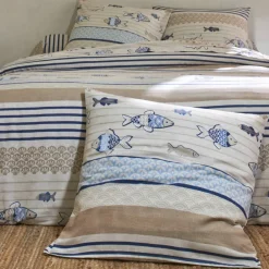 Linge de lit Riviera en coton imprimé poissons