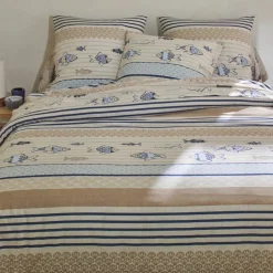 Linge de lit Riviera en coton imprimé poissons