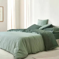 Linge de lit uni bicolore - coton 57 fils/cm²