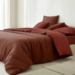 Linge de lit uni bicolore - coton 57 fils/cm²