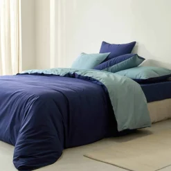 Linge de lit uni bicolore - coton 57 fils/cm²