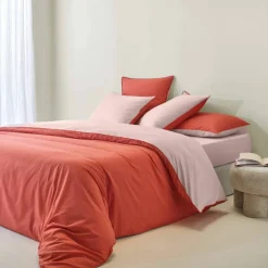 Linge de lit uni bicolore - coton 57 fils/cm²