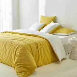 Linge de lit uni bicolore - coton 57 fils/cm²