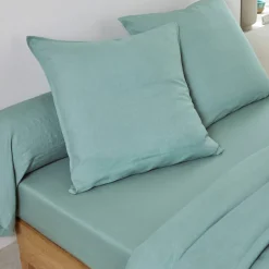 Linge de lit uni biface lin lavé / coton lavé