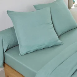 Linge de lit uni biface lin lavé / coton lavé