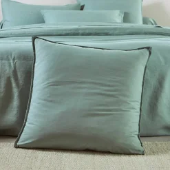 Linge de lit uni biface lin lavé / coton lavé