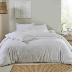 Linge de lit uni biface lin lavé / coton lavé