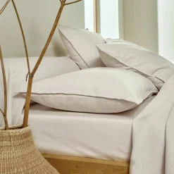 Linge de lit uni biface lin lavé / coton lavé