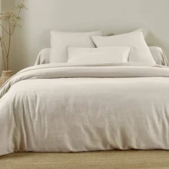 Linge de lit uni biface lin lavé / coton lavé