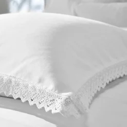 Linge de lit uni dentelle coton