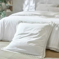 Linge de lit uni dentelle coton