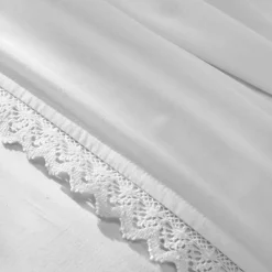 Linge de lit uni dentelle coton