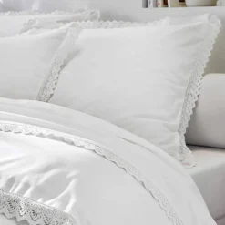 Linge de lit uni dentelle coton