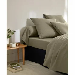 Linge de lit uni flanelle passepoil contrasté, collection "Intemporelle"