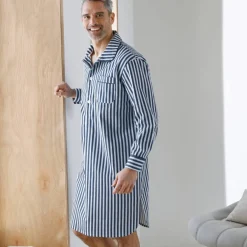 Liquette pyjama rayures flanelle coton