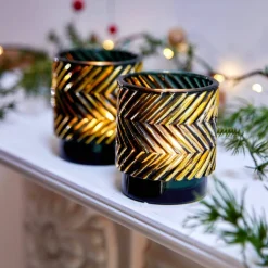 Lot de 2 photophores en verre