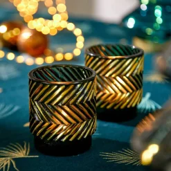 Lot de 2 photophores en verre