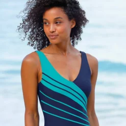Maillot de bain 1 pièce à bandes