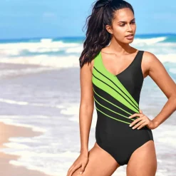 Maillot de bain 1 pièce à bandes