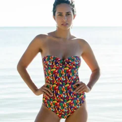 Maillot de bain 1 pièce bustier Toboki imprimé, bretelles amovibles