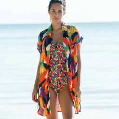 Maillot de bain 1 pièce bustier Toboki imprimé, bretelles amovibles