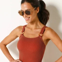 Maillot de bain 1 pièce maille texturée côtelée