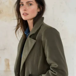 Manteau caban boutonné uni