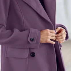 Manteau caban boutonné uni