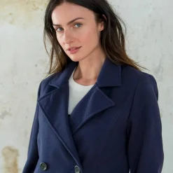 Manteau caban boutonné uni