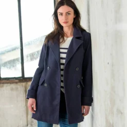 Manteau caban boutonné uni