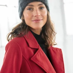 Manteau caban boutonné uni