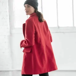 Manteau caban boutonné uni
