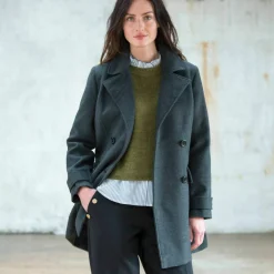 Manteau caban boutonné uni