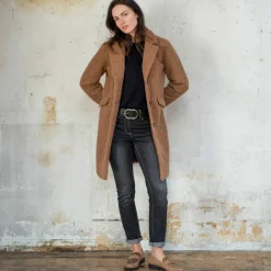 Manteau maille bouclette col tailleur