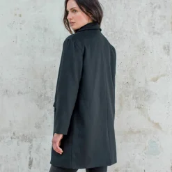 Manteau mi-long à col tailleur, boutonnage croisé