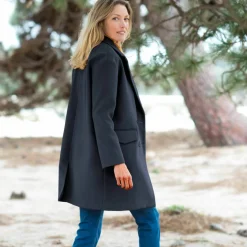 Manteau mi-long à col tailleur, boutonnage croisé