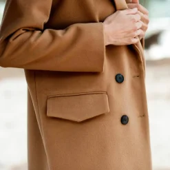 Manteau mi-long à col tailleur, boutonnage croisé