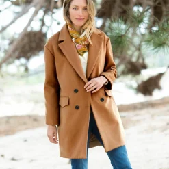 Manteau mi-long à col tailleur, boutonnage croisé