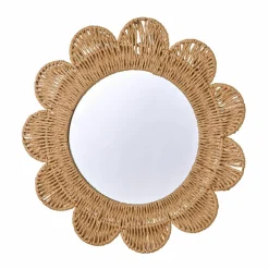 Miroir fleur en rotin