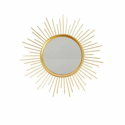 Miroir forme soleil en métal doré