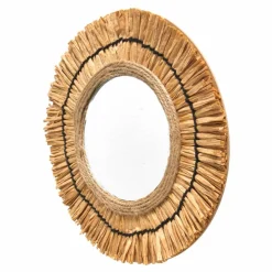 Miroir mural rond effet raphia
