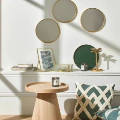 Miroir rond contour coloris doré - lot de 3