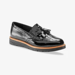 Mocassins compensés à franges et pompons