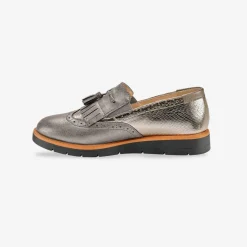 Mocassins compensés à franges et pompons